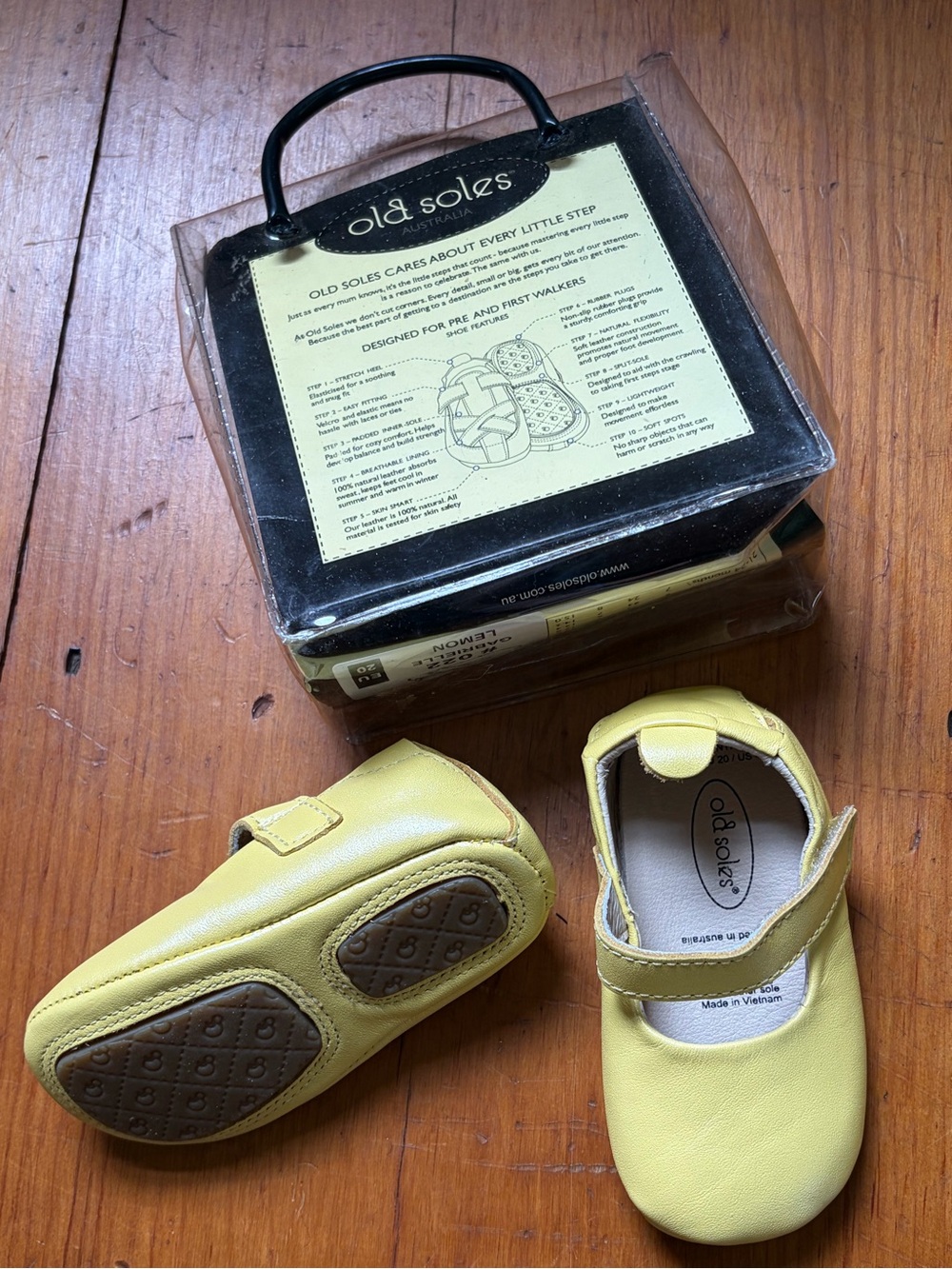 NWT Old Soles Gabrielle Yellow baby Mary Jane shoes leather size 4, 9-12mo, EU20 - Picture 3 of 7